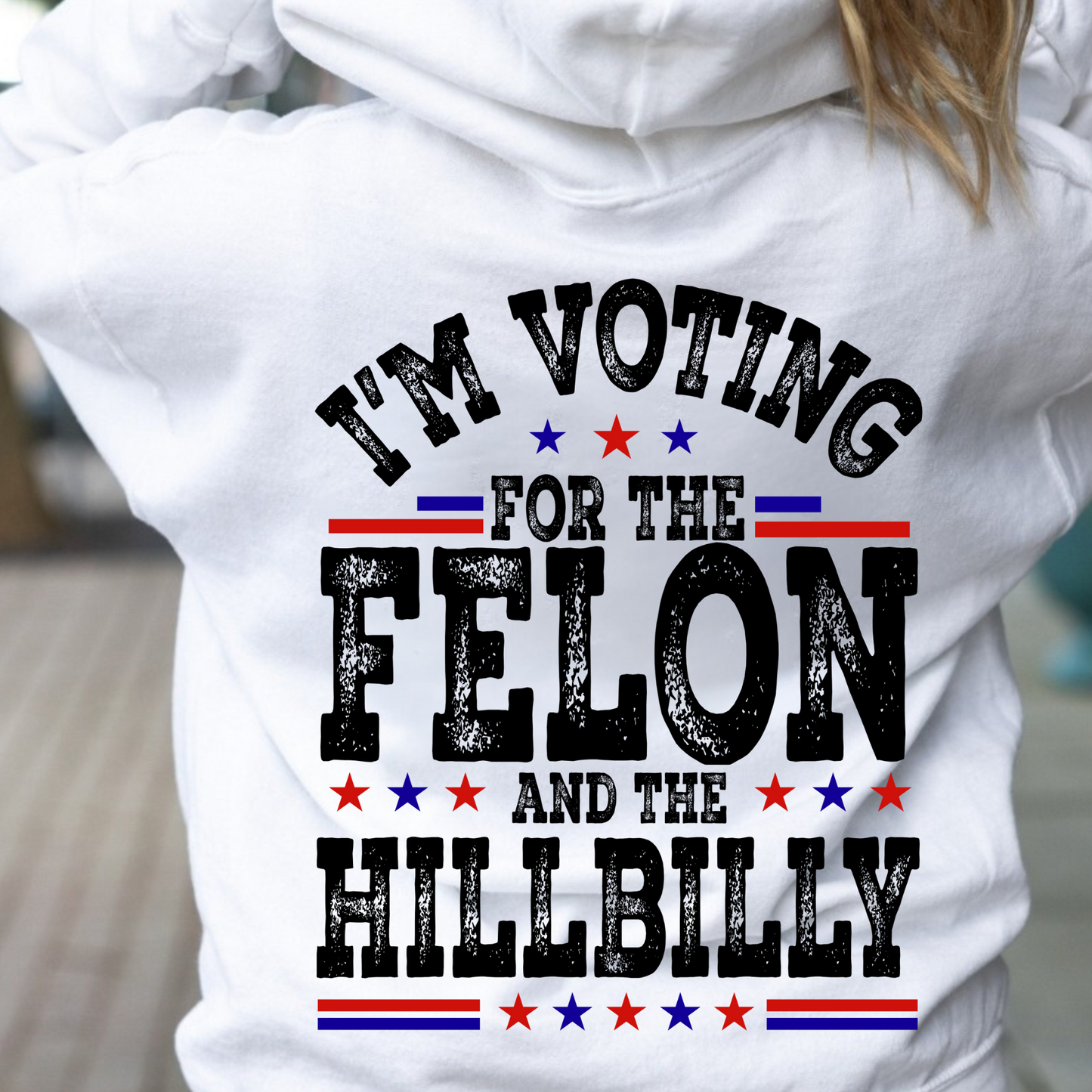 I'm voting for the felon and the hillbilly hoodie