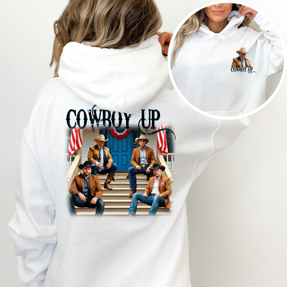 Cowboy Up Patriotic Hoodie for Women – Bold Western Style with Trump Flair