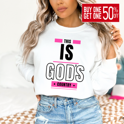 White country-inspired graphic sweatshirt with bold letteringV