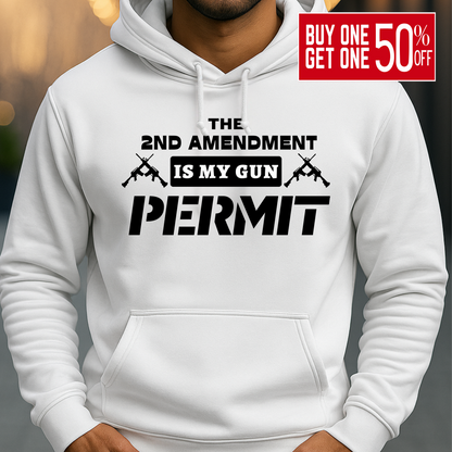 White hoodie – 2nd Amendment is my gun permit design