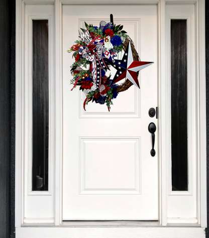 Patriotic Grapevine Wreath With Star