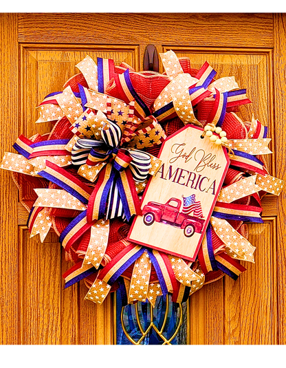 God Bless America Truck Tag Wreath - The Right Side Prints