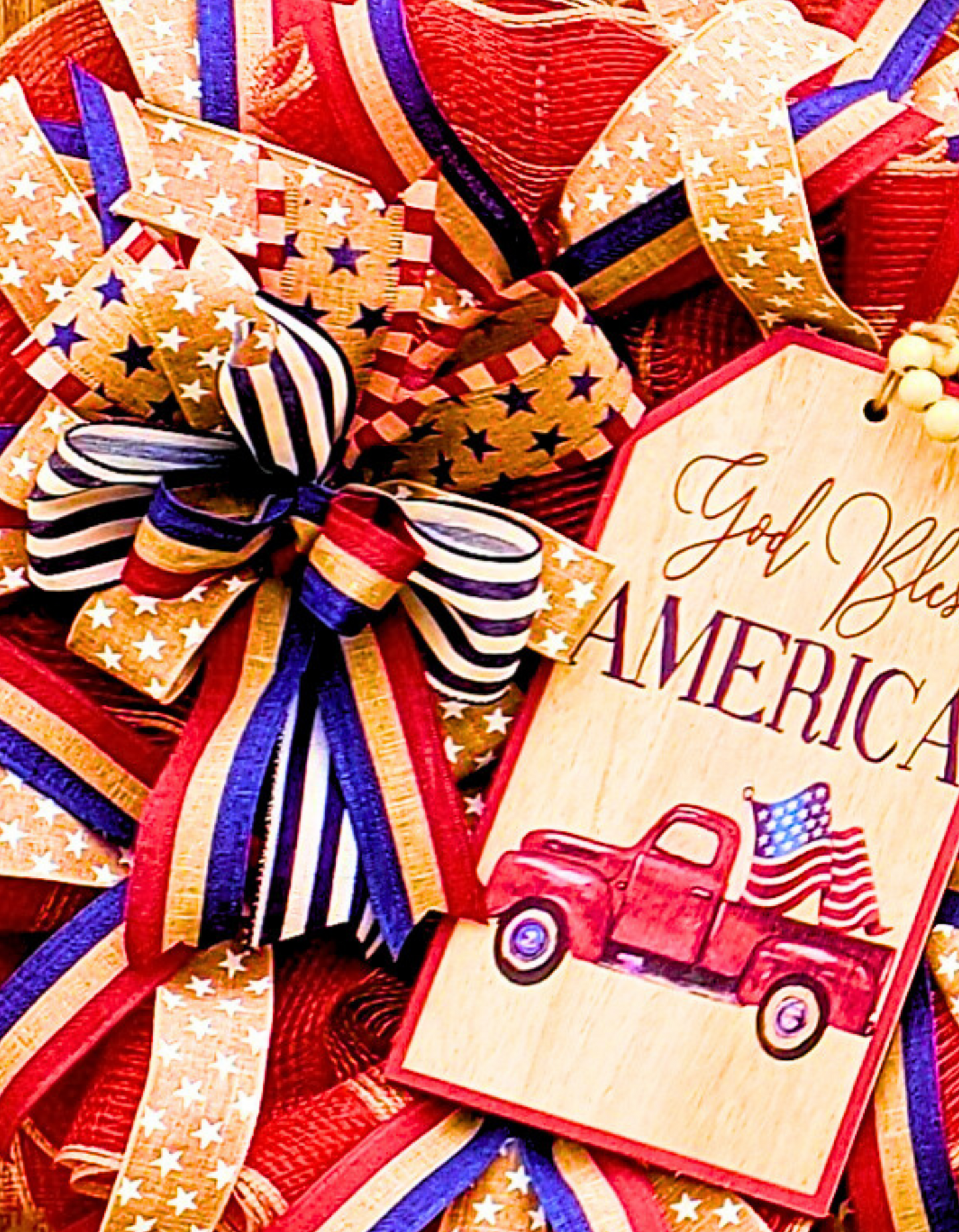 God Bless America Truck Tag Wreath - The Right Side Prints