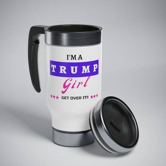 TRUMP GIRL Stainless Steel Travel Mug with Handle, 14oz