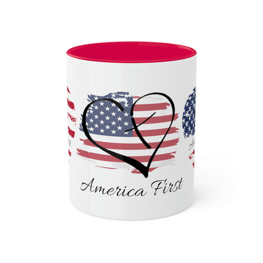 America First Heart Mug with Color - The Right Side Prints