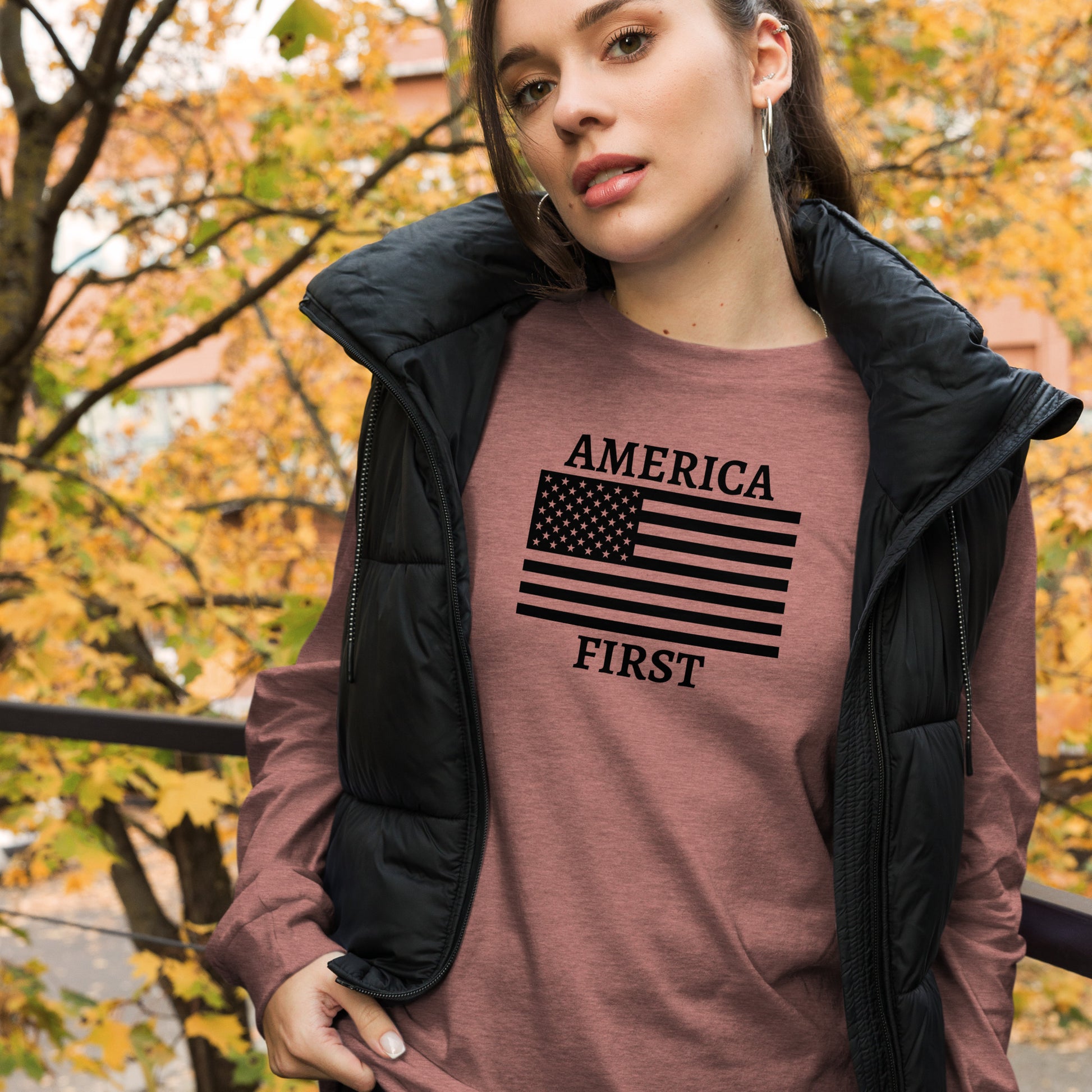 Women's America Frist Long Sleeve Tee - The Right Side Prints